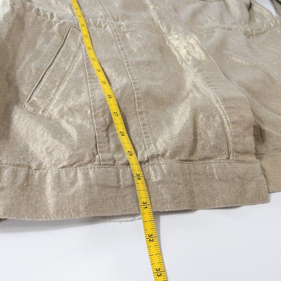 Boston Proper Gold Glitter Metallic Zip Jacket Studded Cargo Long Jacket  SZ L - Picture 8 of 8